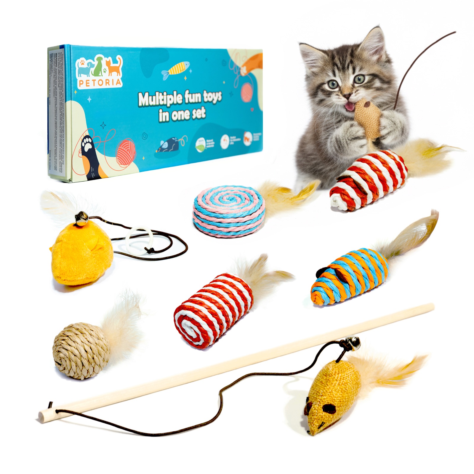 PETORIA natural cat toy set